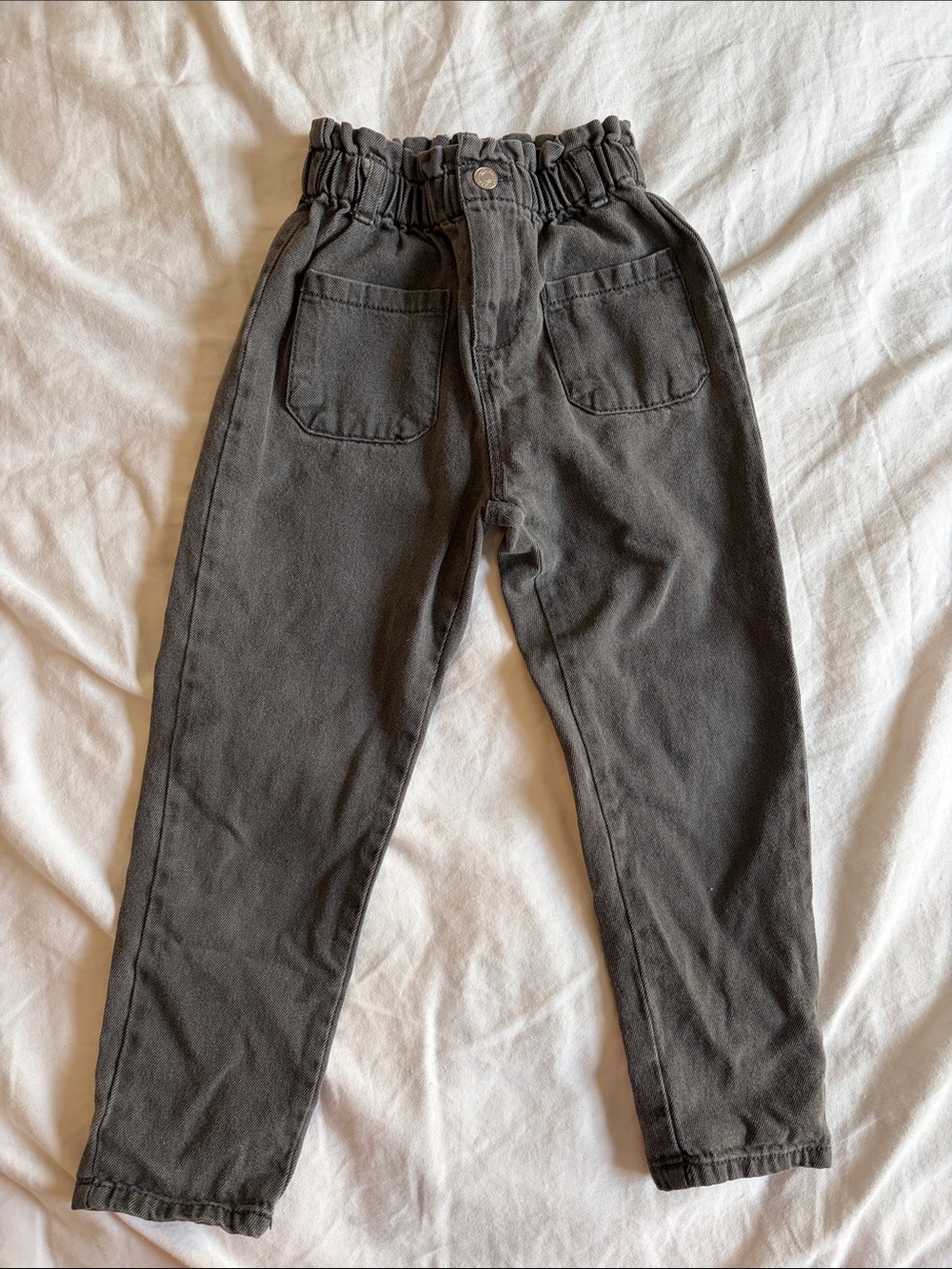 Zara Kids Dark Gray Elastic-Waist Jeans